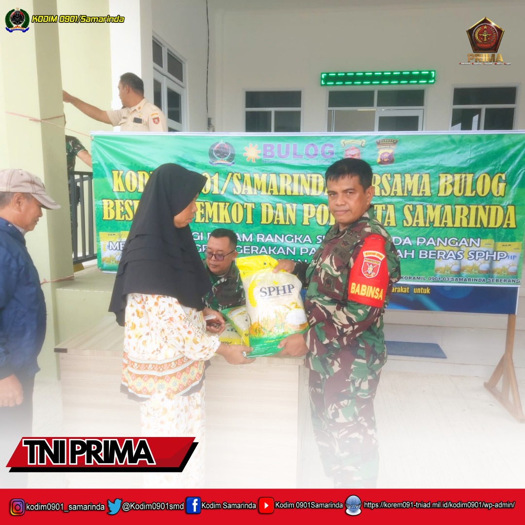 Beras Murah SPHP Koramil 0901-03/Samarinda Seberang Ringankan Beban Warga Kecamatan Samarinda Sebera