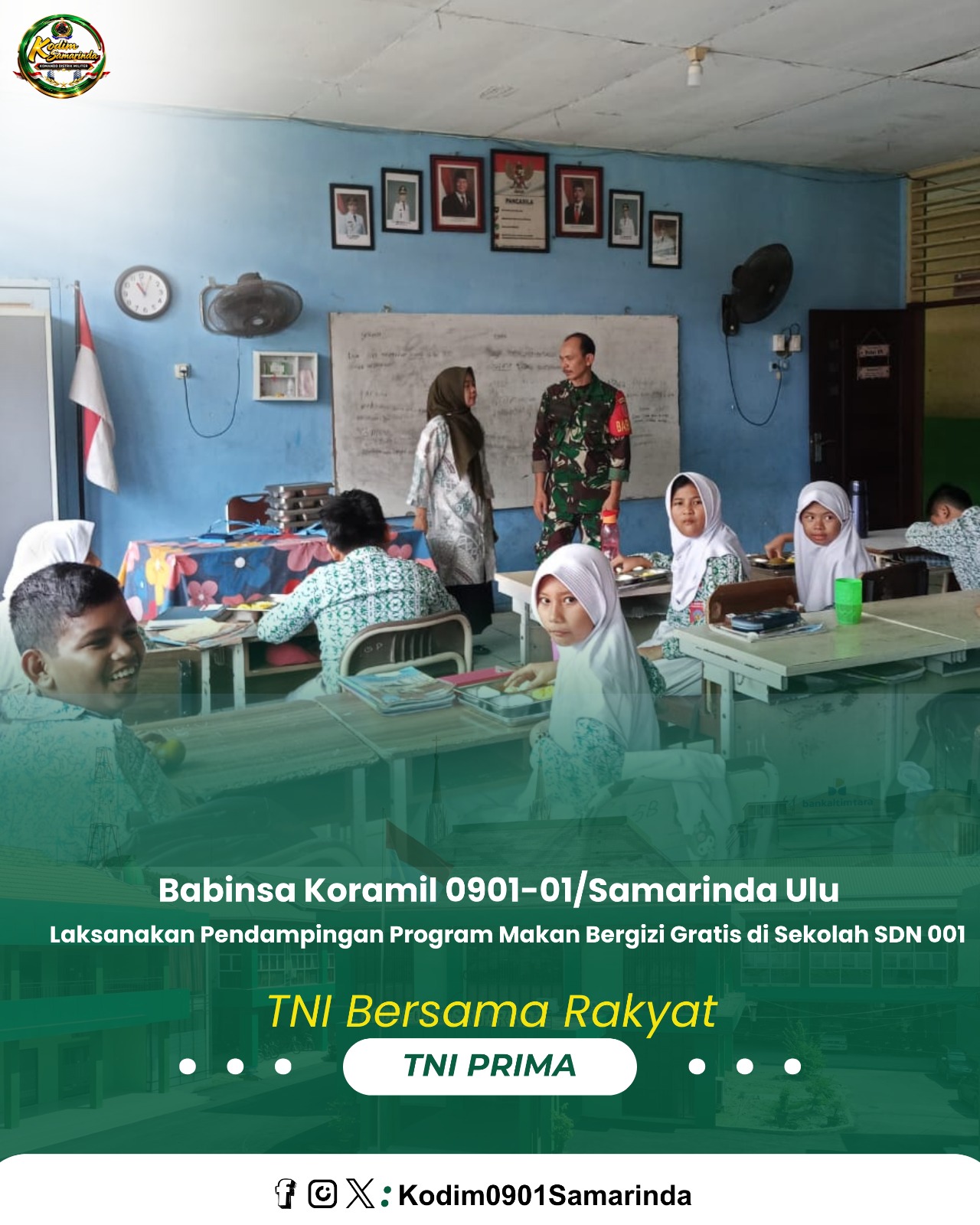 Babinsa Koramil 0901-01/Samarinda Ulu Laksanakan Pendampingan Program Makan Bergizi Gratis