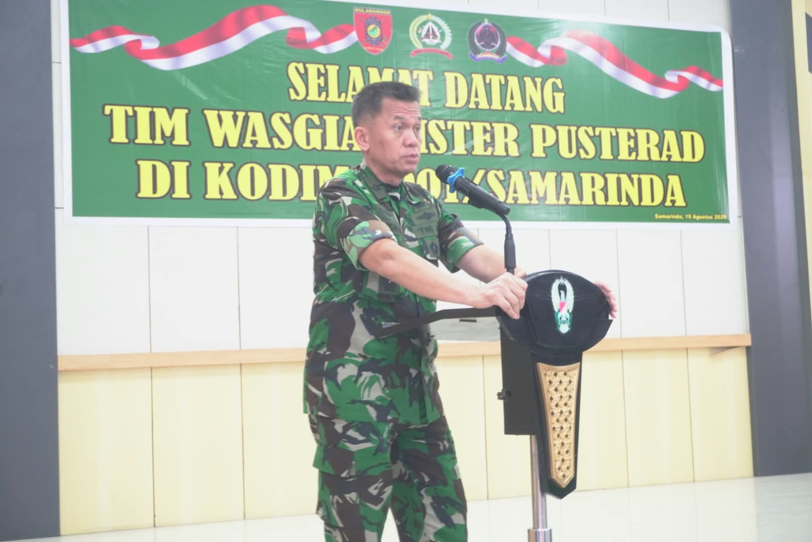 Inspektur Pusterad Berikan Pengarahan Wasgiatnister kepada Prajurit Kodim 0901/Samarinda