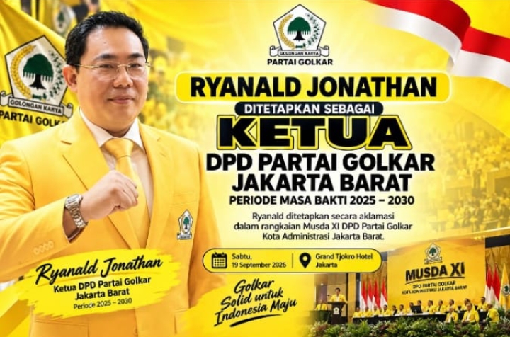 Musda XI Golkar Jakbar : Ryanald Jonathan terpilih menjadi Ketua Baru DPD Partai Golkar Jakarta Bara