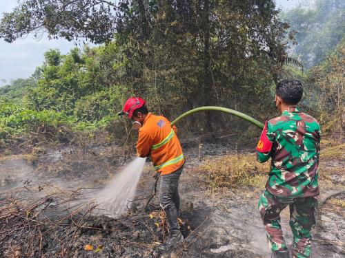 SIGAP ATASI KARHUTLA, PRAJURIT KODIM 0901/SAMARINDA PADAMKAN KEBAKARAN LAHAN