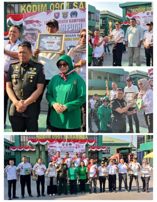 Kodim 0901/Samarinda Berikan Hadiah kepada Pemenang Lomba Kreatif Kampung Merah Putih 